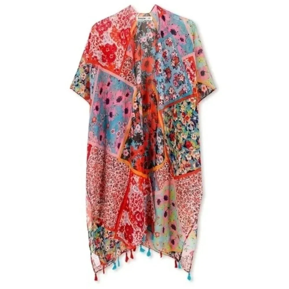 Kimono Hot Floral Colorful Swimsuit Beach Summer Cover Swimwear Cardigan Layer